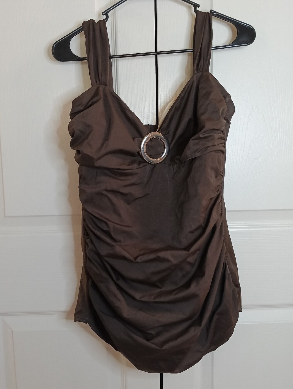 White Stag Brown One-Piece Swimsuit with Decorative Ring